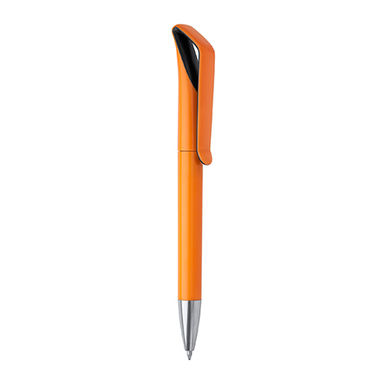 Ручка с поворотным механизмом в двухцветном глянцевом корпусе из ABS, цвет черный, оранжевый - HW8011S10231- Фото №1