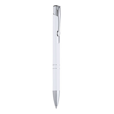 Ручка кулькова з алюмінієвим корпусом і натискним механізмом, колір білий - HW8013S101- Фото №1