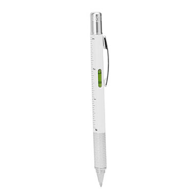 Многофункциональная шариковая ручка с уровнем, цвет белый - HW8024S101- Фото №1