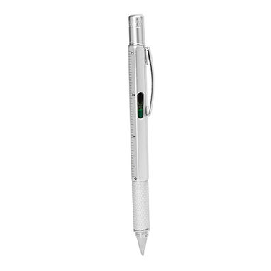 Многофункциональная шариковая ручка с уровнем, цвет серебристый - HW8024S1251- Фото №1