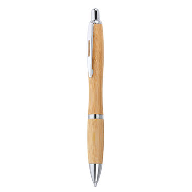 Ручка шариковая с нажимным механизмом в корпусе из бамбука, цвет серебристый - HW8031S1251- Фото №1