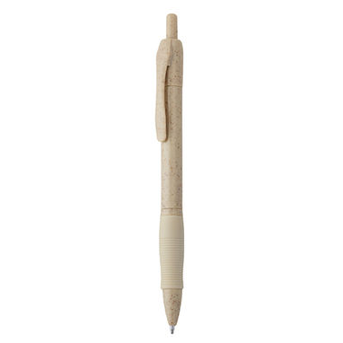 Ручка из пшеничной клетчатки и ABS с нажимным механизмом и удобным местом захвата, цвет бежевый - HW8032S129- Фото №1
