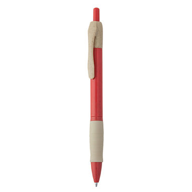 Ручка з пшеничної клітковини і ABS з натискним механізмом і зручним місцем захвату, колір червоний - HW8032S160- Фото №1
