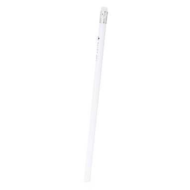 Белый деревянный антибактериальный карандаш с резиной, цвет белый - HW8046S101- Фото №1