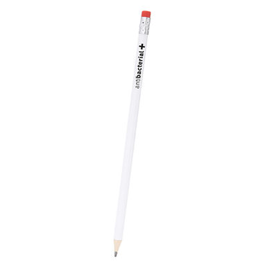 Білий дерев'яний антибактеріальний олівець з гумою, колір білий - HW8046S101- Фото №2