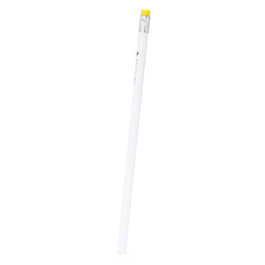 Белый деревянный антибактериальный карандаш с резиной, цвет желтый - HW8046S103- Фото №1