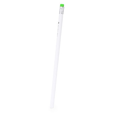 Білий дерев'яний антибактеріальний олівець з гумою, колір зелена папороть - HW8046S1226- Фото №1