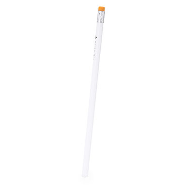 Белый деревянный антибактериальный карандаш с резиной, цвет апельсиновый - HW8046S131- Фото №1