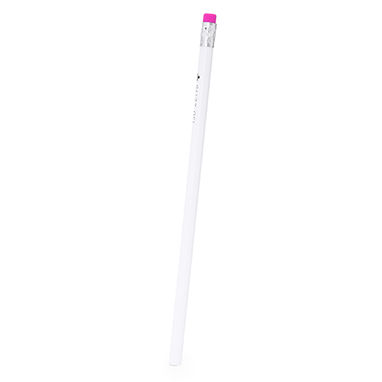 Білий дерев'яний антибактеріальний олівець з гумою, колір фуксія - HW8046S140- Фото №1