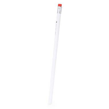 Белый деревянный антибактериальный карандаш с резиной, цвет красный - HW8046S160- Фото №1