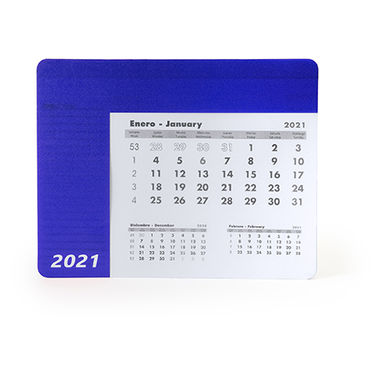 Прямоугольный коврик для мыши с календарем, цвет яркий синий - IA3017S105- Фото №1