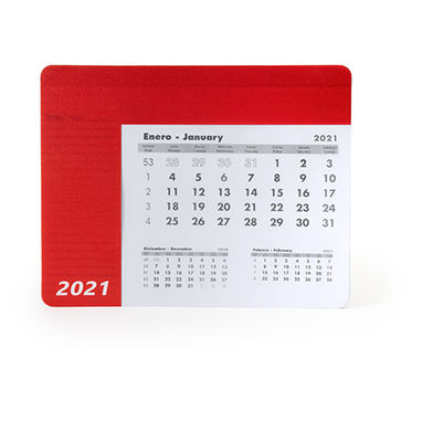 Прямокутний килимок для миші з календарем, колір червоний - IA3017S160- Фото №1