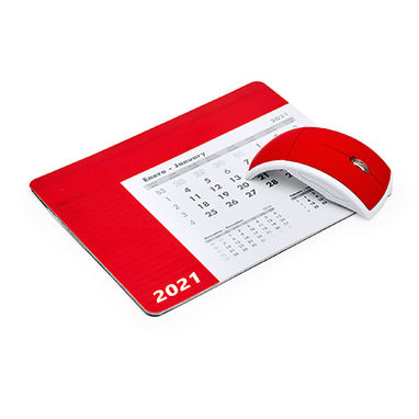 Прямокутний килимок для миші з календарем, колір червоний - IA3017S160- Фото №2