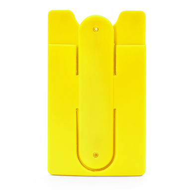 Практичний силіконовий кардхолдер з клейкою однією стороною, колір жовтий - IA3020S103- Фото №1