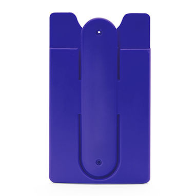 Практичный силиконовый кардхолдер с клейкой одной стороной, цвет яркий синий - IA3020S105- Фото №1