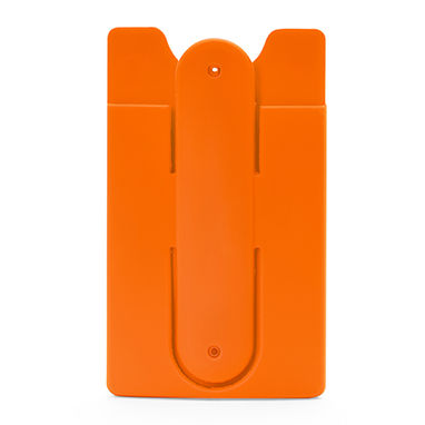 Практичний силіконовий кардхолдер з клейкою однією стороною, колір апельсиновий - IA3020S131- Фото №1