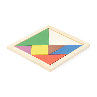 Пазл Tangram з 7-ми дерев'яних кольорових частин, колір бежевий - JU0111S129- Фото №1