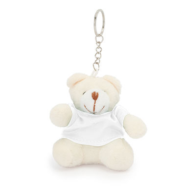 Брелок-медвежонок с цветной футболкой в ​​мягком полиэстере, цвет белый - KO4079S101- Фото №1
