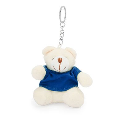 Брелок-медвежонок с цветной футболкой в ​​мягком полиэстере, цвет яркий синий - KO4079S105- Фото №1