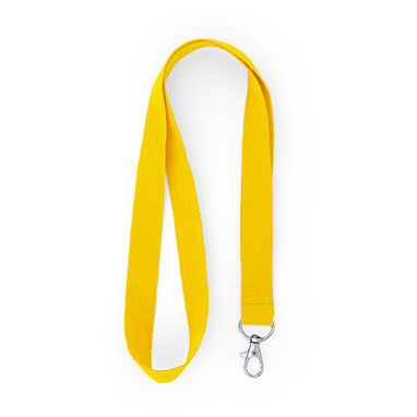 Шнурок из полиэфира с карабином, цвет желтый - LY7053S103- Фото №1