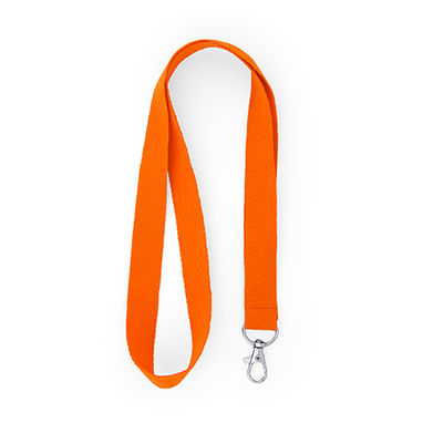 Шнурок з поліефіру з карабіном, колір апельсиновий - LY7053S131- Фото №1