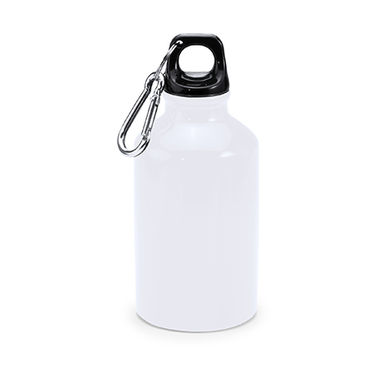 Алюмінієва пляшка з карабіном, колір білий - MD4004S101- Фото №1
