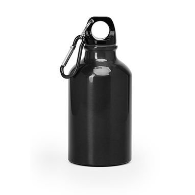 Алюминиевая бутылка с карабином, цвет черный - MD4004S102- Фото №1