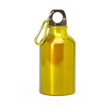 Алюминиевая бутылка с карабином, цвет желтый - MD4004S103- Фото №1