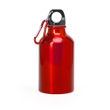 Алюминиевая бутылка с карабином, цвет красный - MD4004S160- Фото №1