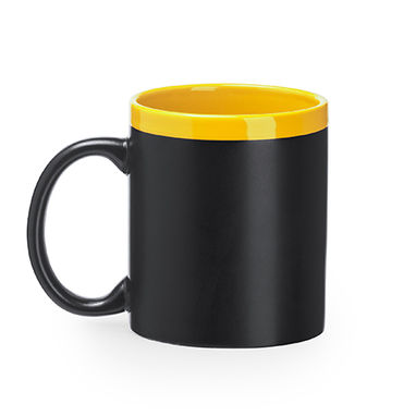 Грифельная чашка емкостью 350 мл в комплекте с мелком, цвет желтый - MD4007S103- Фото №1