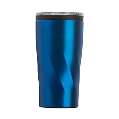 Чашка из нержавеющей стали емкостью 550 мл с прозрачной крышкой, цвет яркий синий - MD4031S105- Фото №1