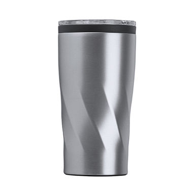 Чашка з нержавіючої сталі ємністю 550 мл з прозорою кришкою, колір сріблястий - MD4031S1251- Фото №1