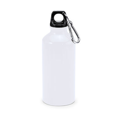 Алюминиевая бутылка с карабином, цвет белый - MD4045S101- Фото №1