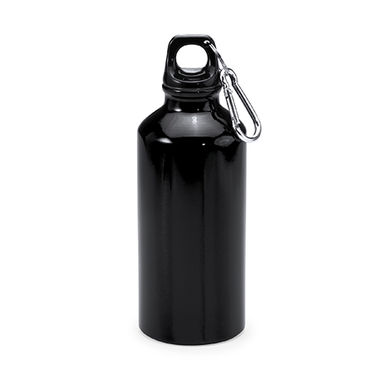 Алюминиевая бутылка с карабином, цвет черный - MD4045S102- Фото №1