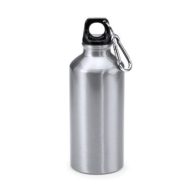 Алюминиевая бутылка с карабином, цвет серебристый - MD4045S1251- Фото №1