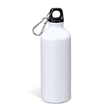 Алюминиевая бутылка с карабином, цвет белый - MD4049S101- Фото №1