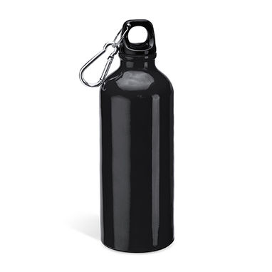 Алюминиевая бутылка с карабином, цвет черный - MD4049S102- Фото №1