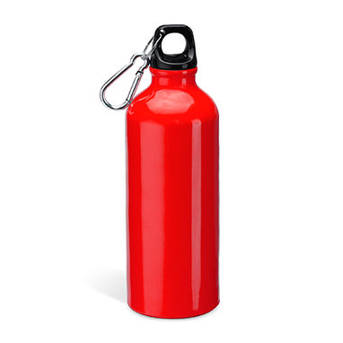 Алюминиевая бутылка с карабином, цвет красный - MD4049S160- Фото №1