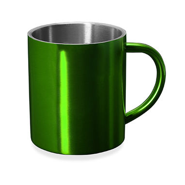 Металлическая кружка с двойными стенками и цветной наружной стороной, цвет зеленый папоротник - MD4083S1226- Фото №1