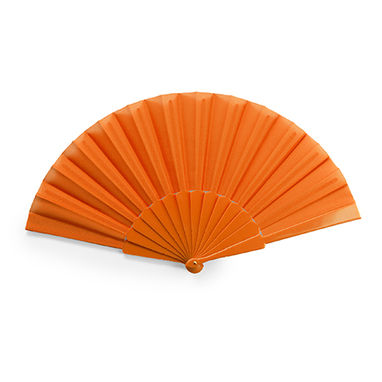 Веер с деревянными ребрами и полиэфирной тканью, цвет апельсиновый - PF3110S131- Фото №1