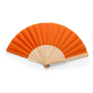 Веер с деревянными ребрами и полиэфирной тканью, цвет апельсиновый - PF3111S131- Фото №1