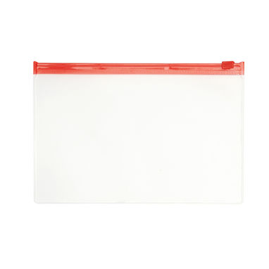 Універсальний чохол з PVC з прозорим корпусом і кольоровою застібкою, колір червоний - SA9939S160- Фото №1