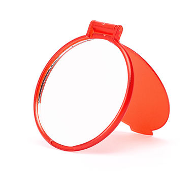 Практичное складное зеркальце в полупрозрачном корпусе из PP, цвет красный - SB1220S160- Фото №2