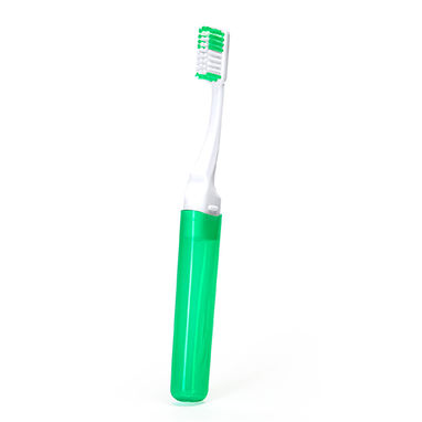 Дорожня розбірна зубна щітка з напівпрозорою кришкою і м'якими щетинками двох поєднаних кольорів, колір зелена папороть - SB9924S1226- Фото №1