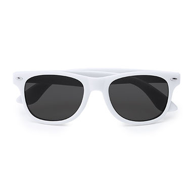 Сонцезахисні окуляри з класичним дизайном у блискучому оздобленні, колір білий - SG8100S101- Фото №1
