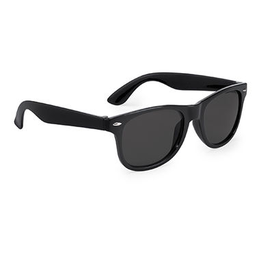 Солнцезащитные очки с классическим дизайном в блестящей отделке, цвет черный - SG8100S102- Фото №2