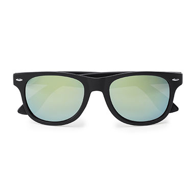 Солнцезащитные очки с классическим дизайном в матовой черной отделкой и зеркальными линзами, цвет серебристый - SG8101S1251- Фото №1