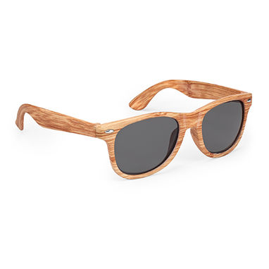Солнцезащитные очки с классическим дизайном и отделкой под дерево, цвет вересковый коричневый - SG8102S1237- Фото №2