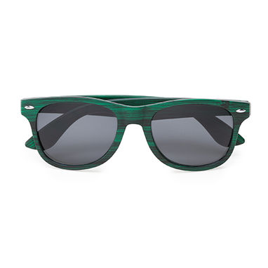 Солнцезащитные очки с классическим дизайном и отделкой под дерево, цвет вересковый зеленый - SG8102S1257- Фото №1