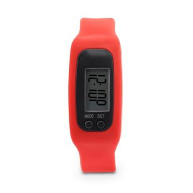 Багатофункціональний годинник з РК-екраном і регульованим силіконовим ремінцем, колір червоний - SW3400S160- Фото №1